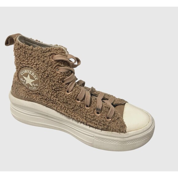 Converse Chuck Taylor All Star Move Platform Sherpa Tan Sneakers Womens US 6 - Picture 1 of 10